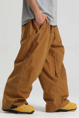 Men's Caramel Baggy Soft Brushed Retro Snow Pants
