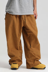 Men's Beige Baggy Soft Brushed Retro Snow Pants