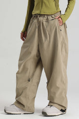 Women's Khaki Baggy Soft Brushed Retro Snow Pants