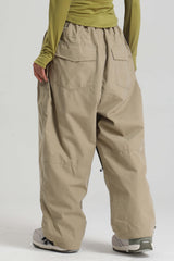 Women's Khaki Baggy Soft Brushed Retro Snow Pants