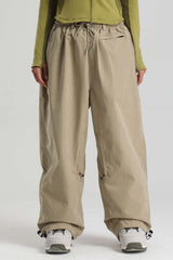 Women's Black Baggy Soft Brushed Retro Snow Pants