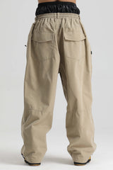 Men's Caramel Baggy Soft Brushed Retro Snow Pants