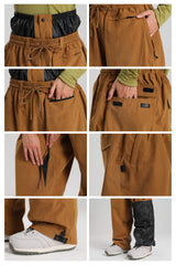 Men's Caramel Baggy Soft Brushed Retro Snow Pants