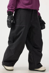 Women's Dark Brown Baggy Oxford Wear-resistant Snow Pants