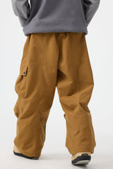 Men's Dark Brown Baggy Oxford Wear-resistant Snow Pants