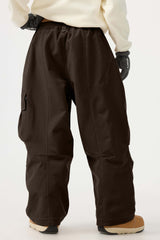 Women's Dark Brown Baggy Oxford Wear-resistant Snow Pants