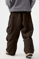 Men's Dark Brown Baggy Oxford Wear-resistant Snow Pants