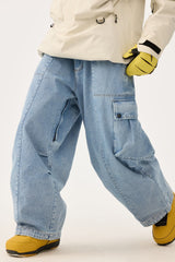 Women's Denim Baggy Oxford Wear-resistant Snow Pants