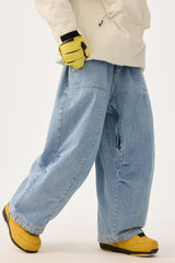 Women's Denim Baggy Oxford Wear-resistant Snow Pants