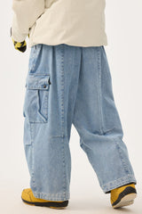 Women's Dark Brown Baggy Oxford Wear-resistant Snow Pants