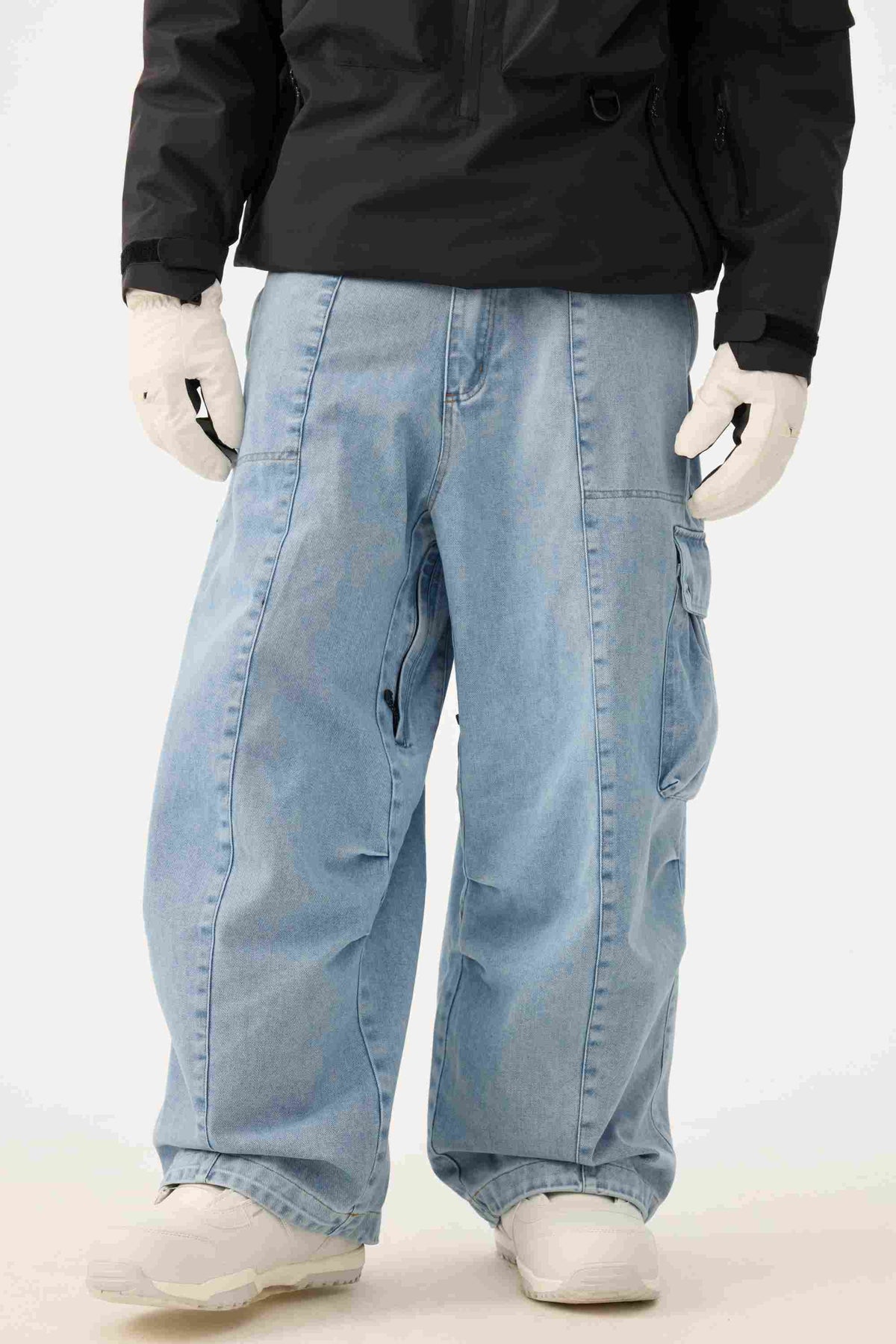 Men's Denim Baggy Oxford Wear-resistant Snow Pants