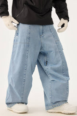 Men's Black Baggy Oxford Wear-resistant Snow Pants