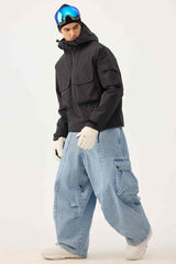 Men's Denim Baggy Oxford Wear-resistant Snow Pants