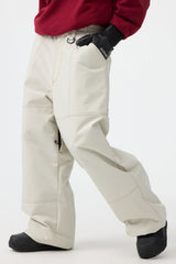 Women's Dark Brown Baggy Oxford Workwear Snow Pants