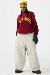 Women's Dark Brown Baggy Oxford Workwear Snow Pants