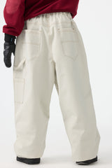 Women's Dark Brown Baggy Oxford Workwear Snow Pants