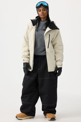 Women's Dark Brown Baggy Oxford Workwear Snow Pants