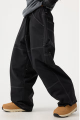 Women's Dark Brown Baggy Oxford Workwear Snow Pants
