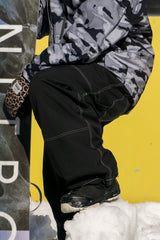 Women's Dark Brown Baggy Oxford Workwear Snow Pants