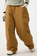 Women's Dark Brown Baggy Oxford Workwear Snow Pants