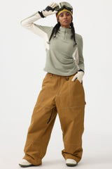 Women's Dark Brown Baggy Oxford Workwear Snow Pants