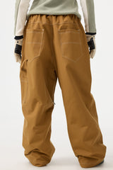 Women's Dark Brown Baggy Oxford Workwear Snow Pants