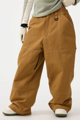 Women's Dark Brown Baggy Oxford Workwear Snow Pants