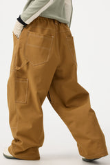 Women's Dark Brown Baggy Oxford Workwear Snow Pants