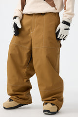 Men's Dark Brown Baggy Oxford Workwear Snow Pants