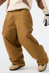 Men's Dark Brown Baggy Oxford Workwear Snow Pants