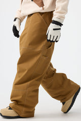 Men's Dark Brown Baggy Oxford Workwear Snow Pants