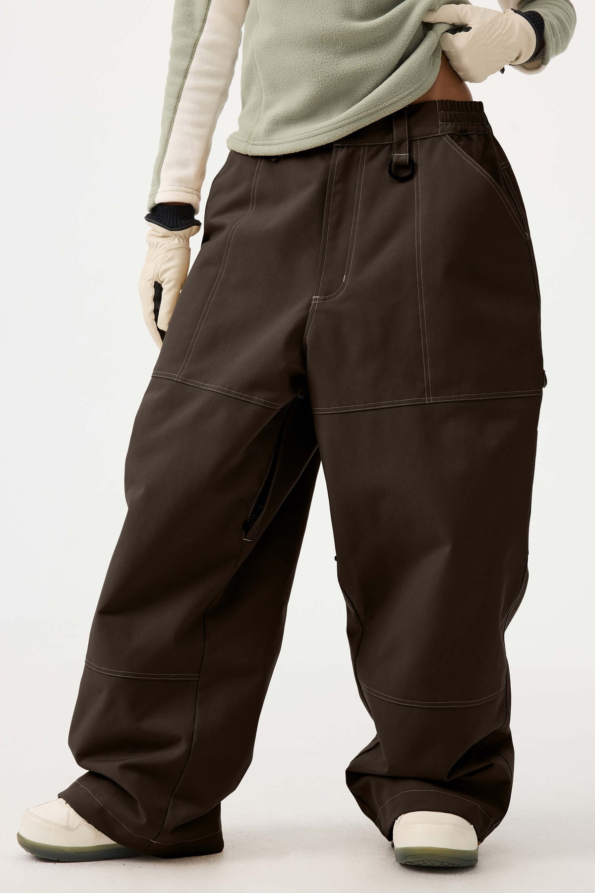 Women's Dark Brown Baggy Oxford Workwear Snow Pants