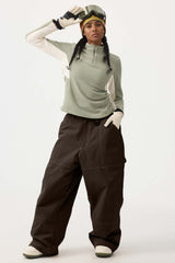 Women's Dark Brown Baggy Oxford Workwear Snow Pants