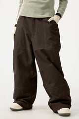 Women's Dark Brown Baggy Oxford Workwear Snow Pants
