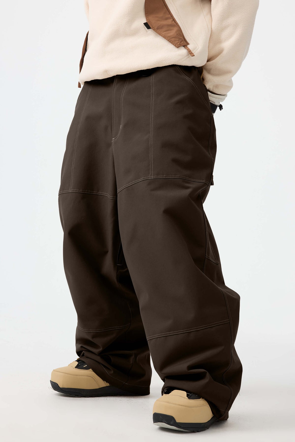 Men's Dark Brown Baggy Oxford Workwear Snow Pants