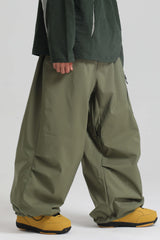 Men's Khaki Lightweight Breathable Baggy Snow Pants