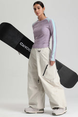 Women's Light Gray Lightweight Breathable Baggy Snow Pants