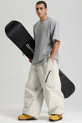 Men's Off White Lightweight Breathable Baggy Snow Pant