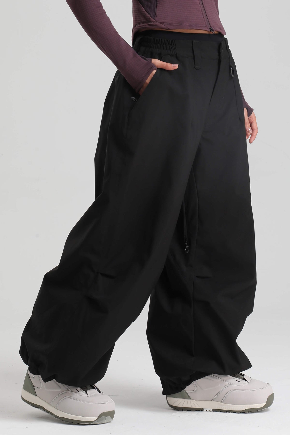 Women's Black Lightweight Breathable Baggy Snow Pants