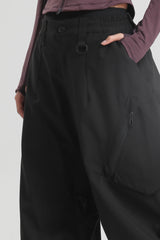 Women's Black Lightweight Breathable Baggy Snow Pants