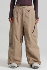 Women's Khaki Lightweight Breathable Baggy Snow Pants