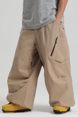 Men's Dark Green Lightweight Breathable Baggy Snow Pants