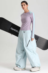Women's Dark Green Lightweight Breathable Baggy Snow Pants