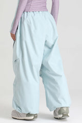 Women's  Ice Blue Lightweight Breathable Baggy Snow Pants