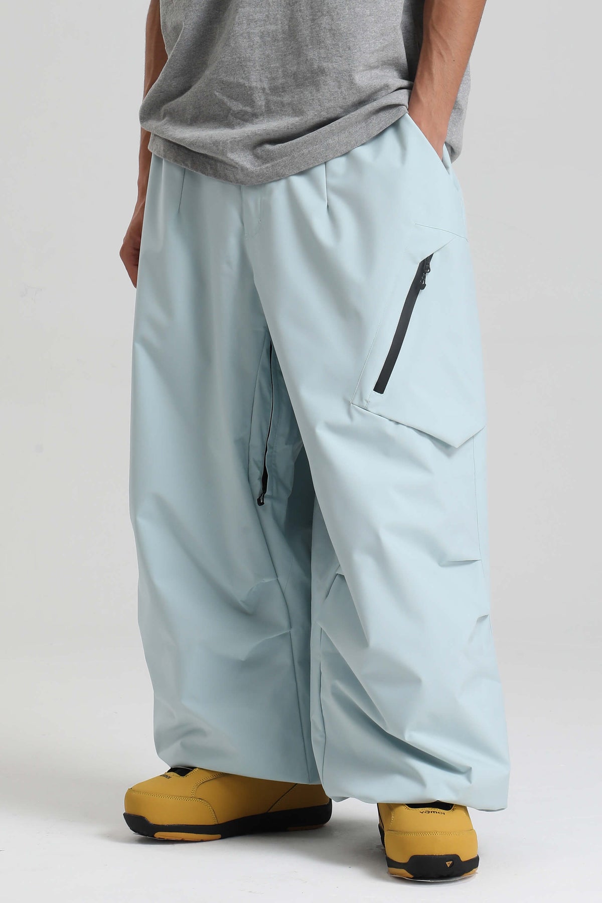 Men's Ice Blue Lightweight Breathable Baggy Snow Pants