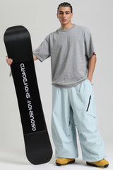 Men's Light Gray Lightweight Breathable Baggy Snow Pants