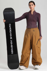 Women's Black Lightweight Breathable Baggy Snow Pants