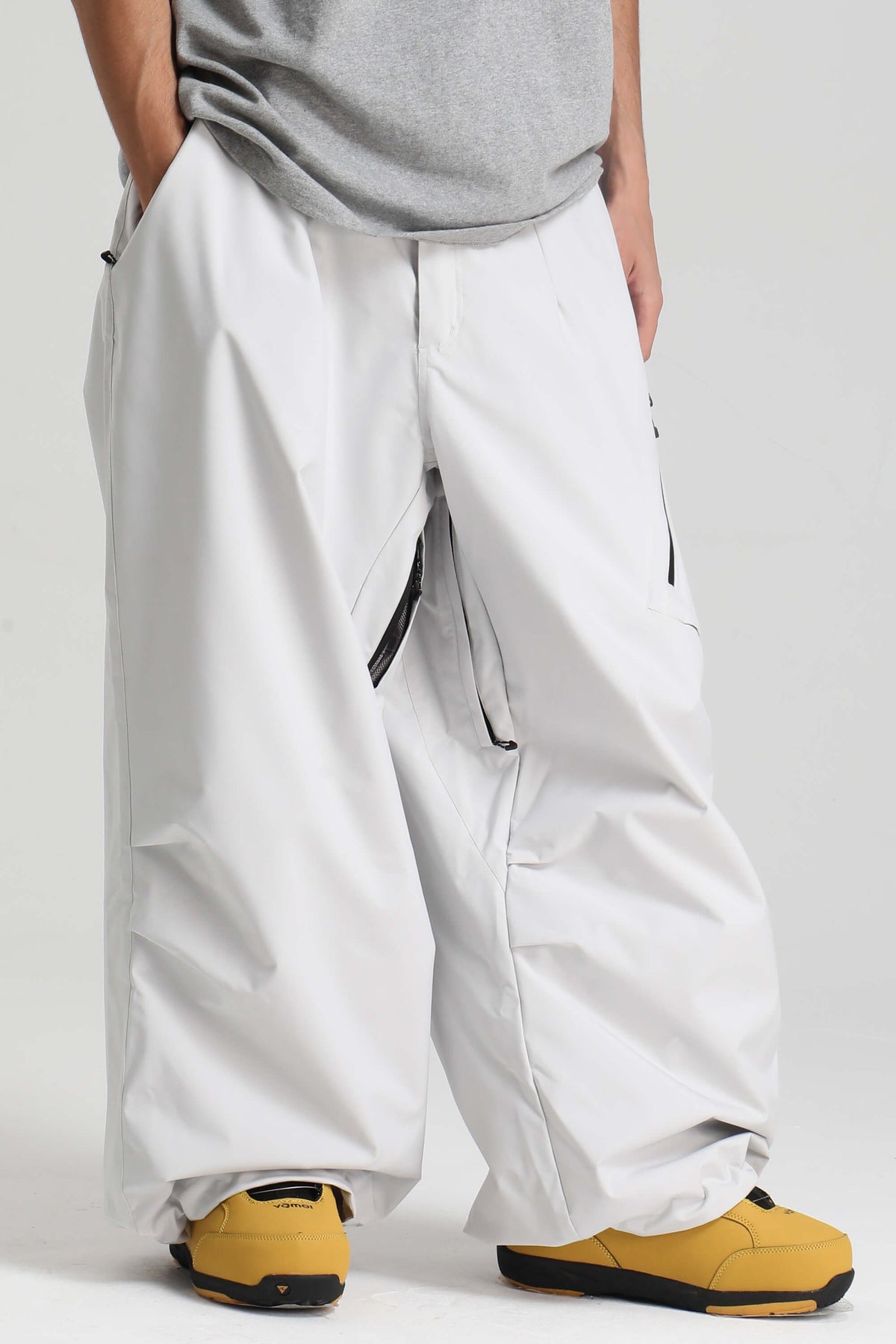 Men's Light Gray Lightweight Breathable Baggy Snow Pants