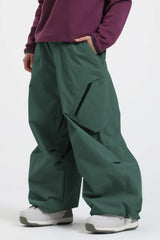 Women's Army Green Lightweight Breathable Baggy Snow Pants