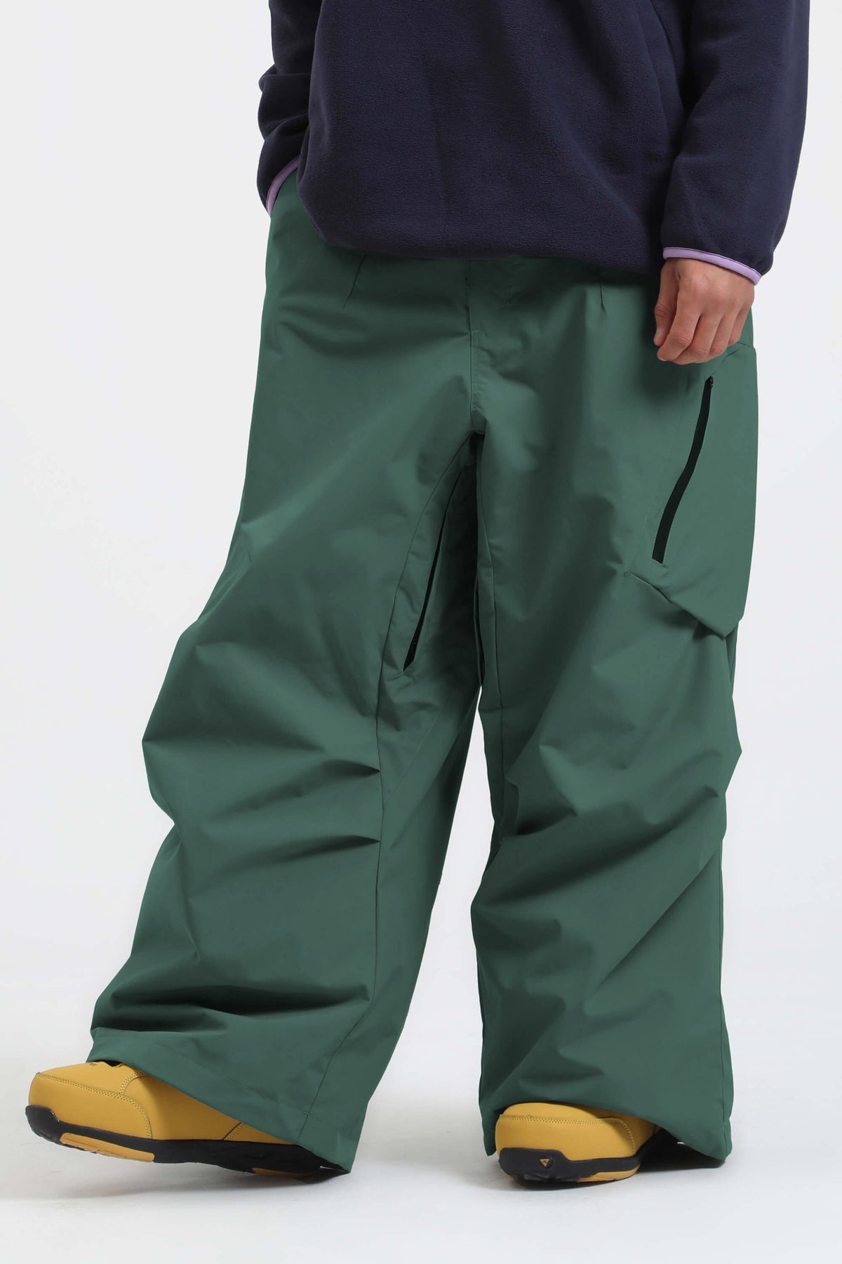 Men's Dark Green Lightweight Breathable Baggy Snow Pants